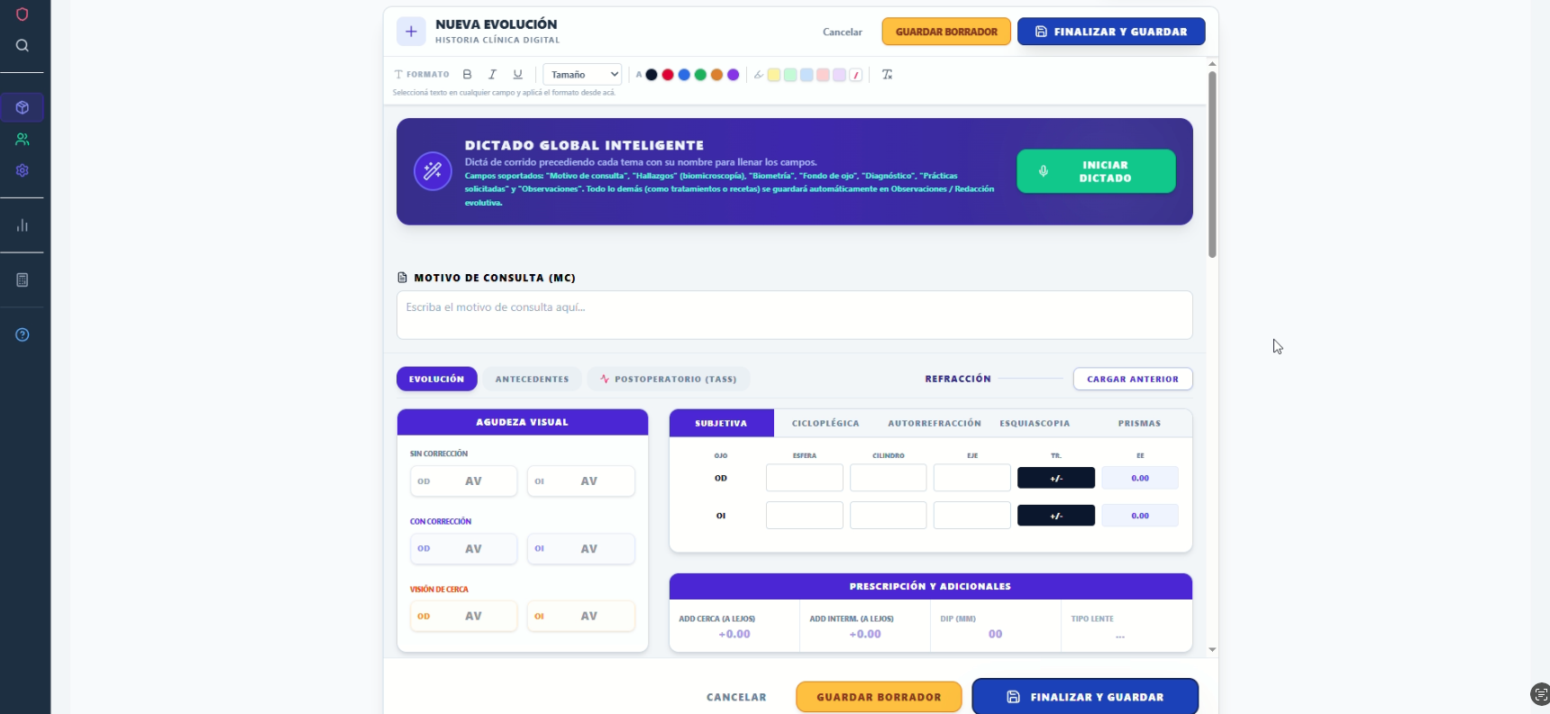 Carga inteligente de una biometría en Oftal‑IA