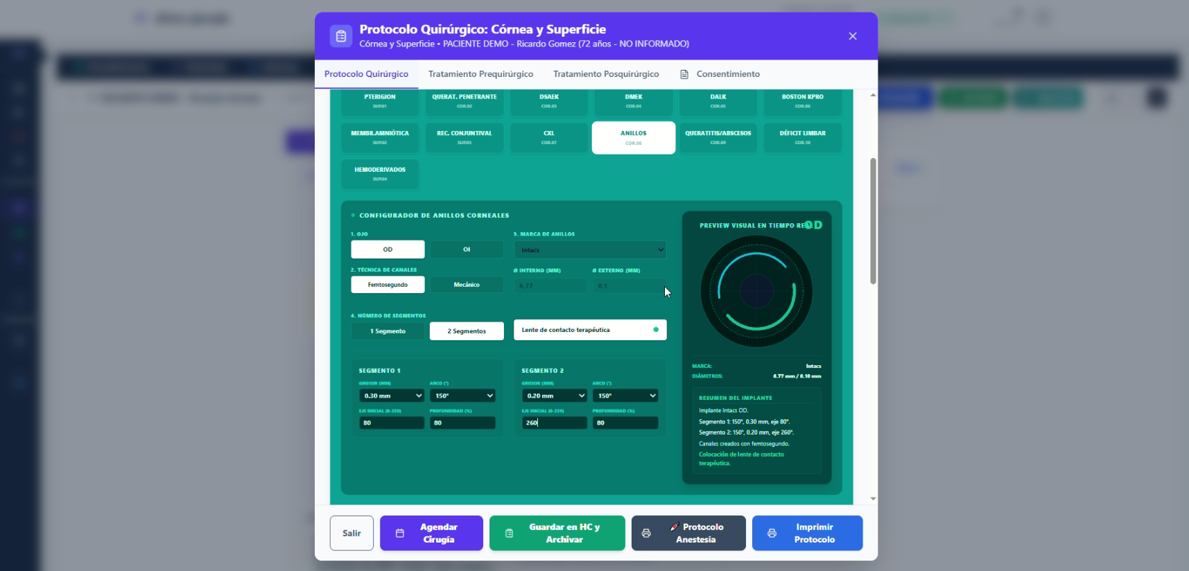 Planner quirúrgico con alertas de datos faltantes