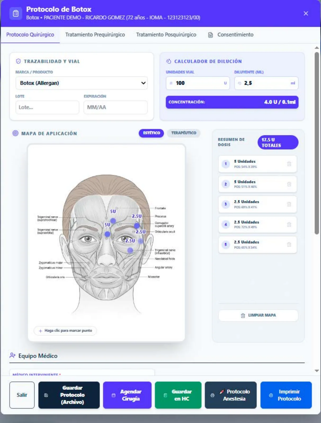 Protocolo visual para documentar aplicaciones de toxina botulínica en Oftal‑IA